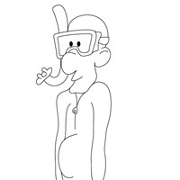 Diver cartoon coloring page