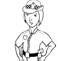 Police woman coloring page