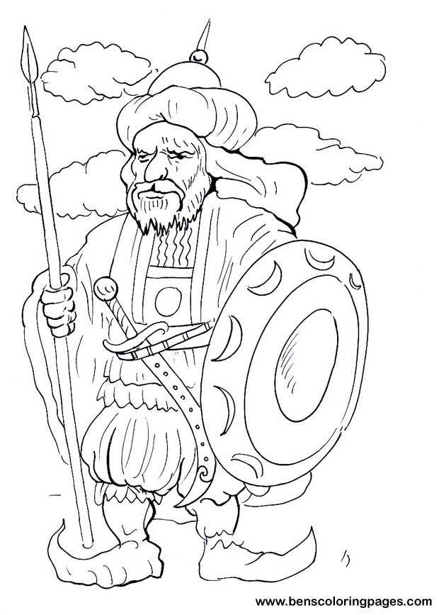 arab warrior coloring page for free