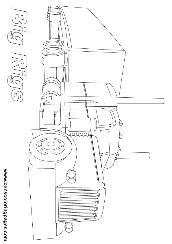 Printable big rigs lorry coloring page