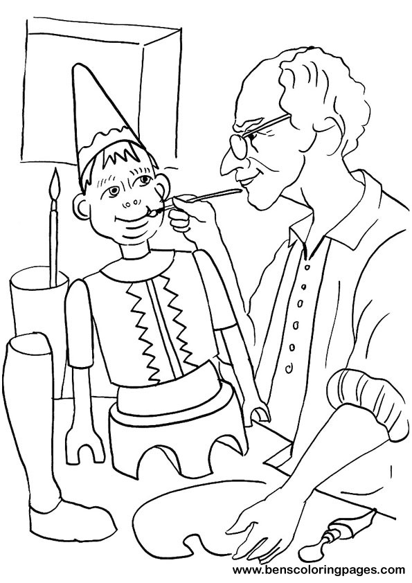 Printable Pinocchio coloring sheet