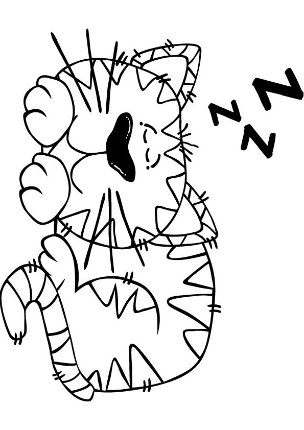 sleeping cat coloring picture for free