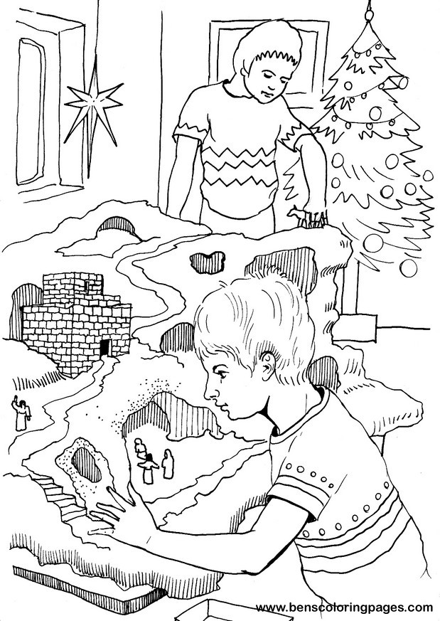 christmas crib coloring page