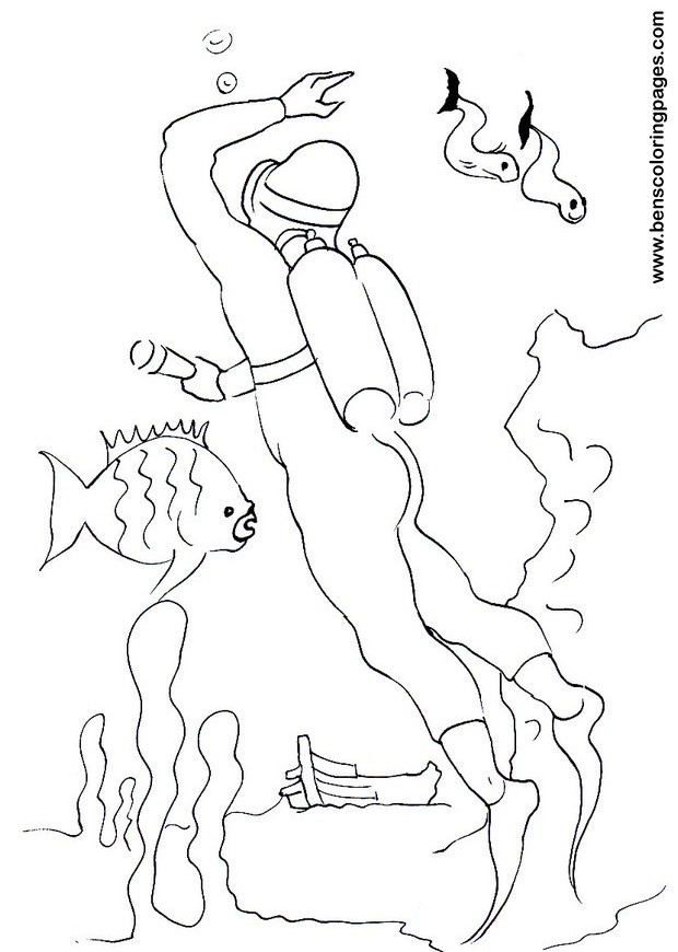 diver coloring sheet