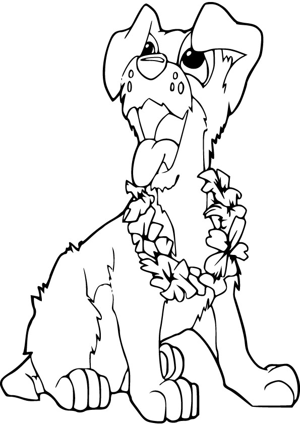 hawaii dog coloring picture for free