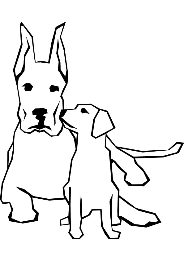 dog and puppy coloring picture for free