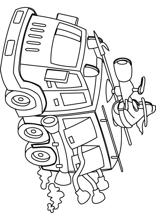 download free fire engine drawing page