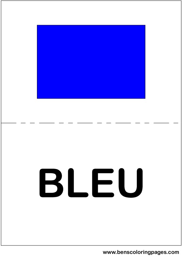Blue color flashcard in French