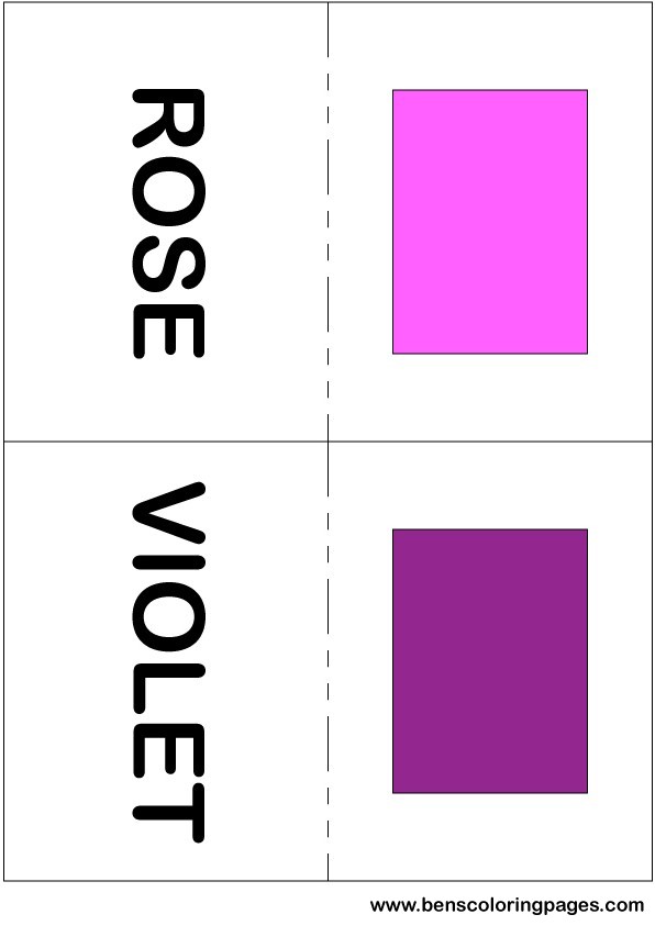 Pink and purple colors flashcard in French