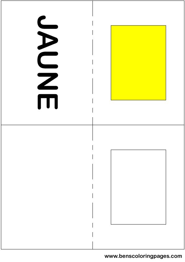 Yellow color flashcard in French