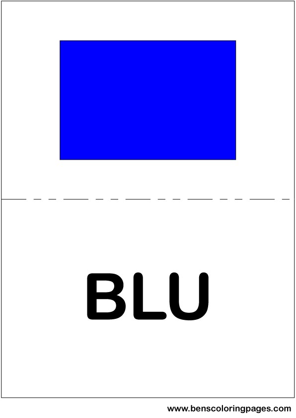 Blue color flashcard in Italian