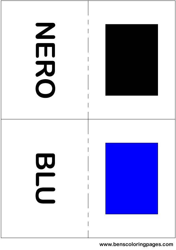 Black and blue colors flashcard in Italian