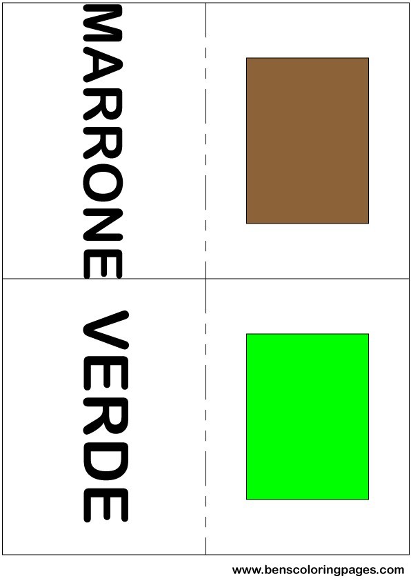 Brown and green colors flashcard in Italian