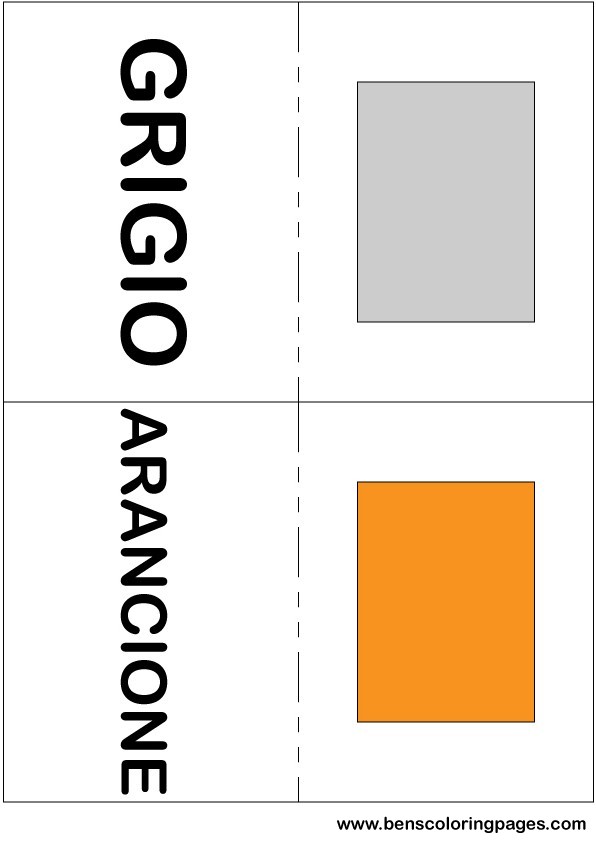 Grey and orange colors flashcard in Italian