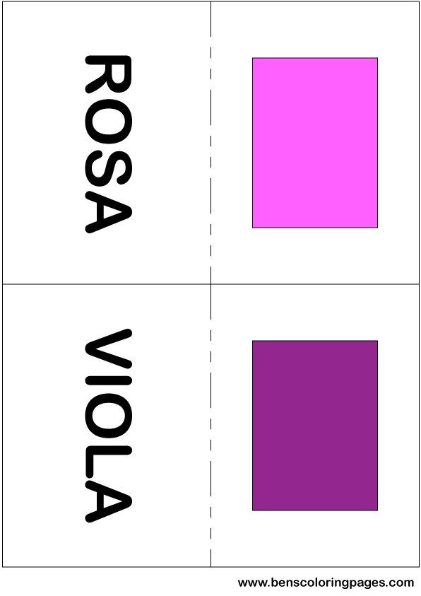 Pink and purple colors flashcard in Italian
