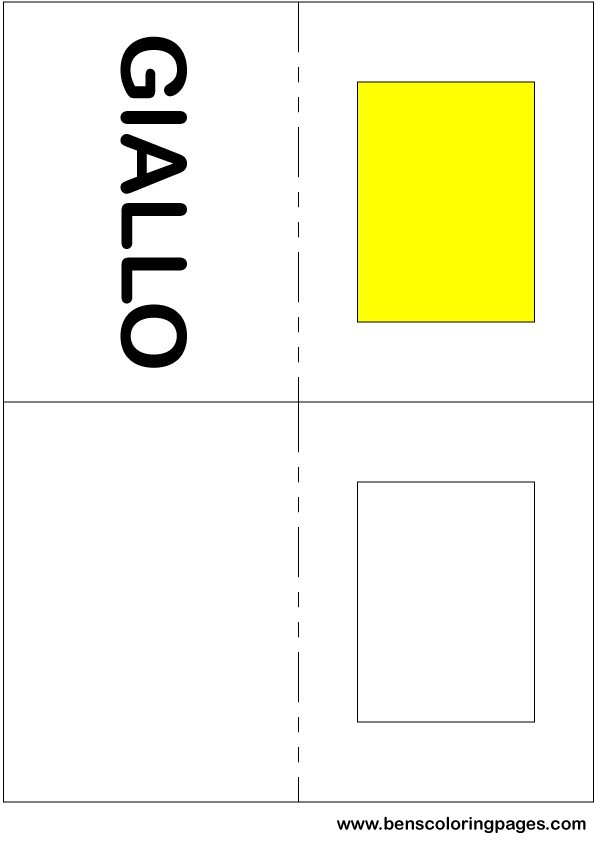 Yellow color flashcard in Italian