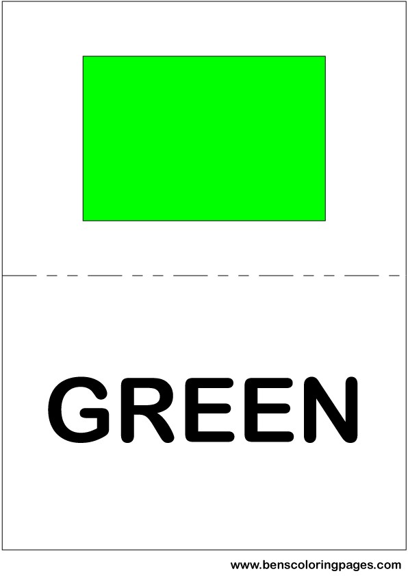Green color flashcard in English
