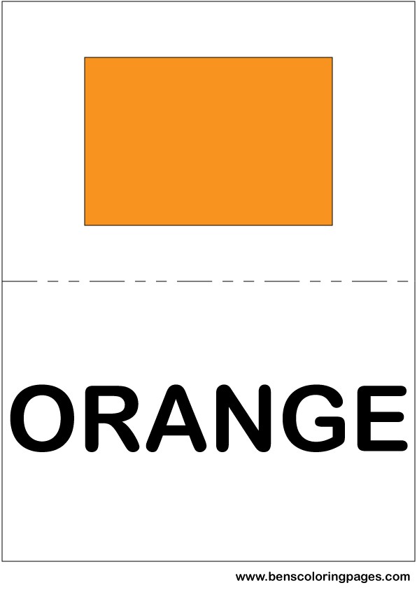 Orange color flashcard in English