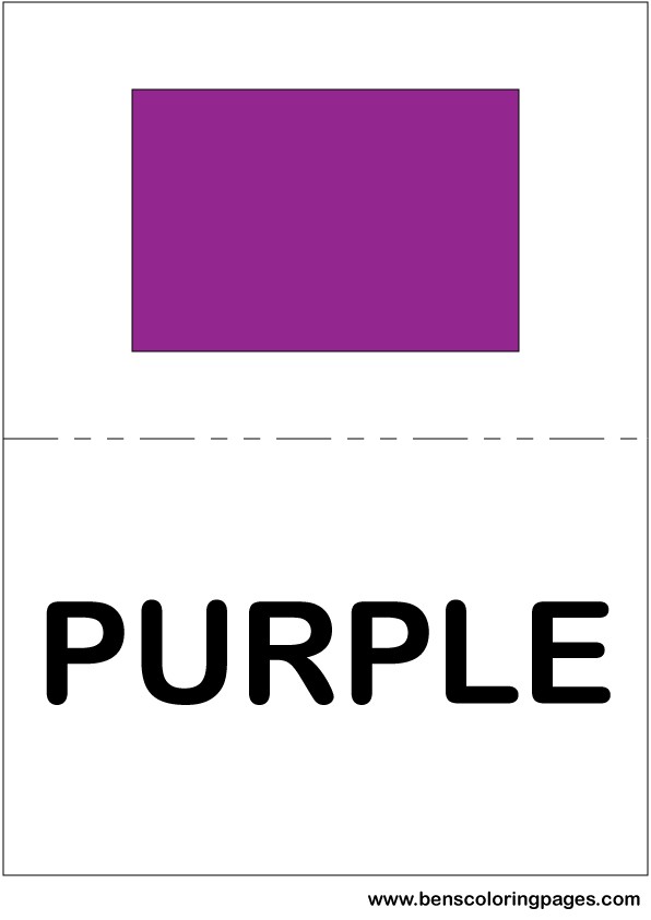 Purple color flashcard in English