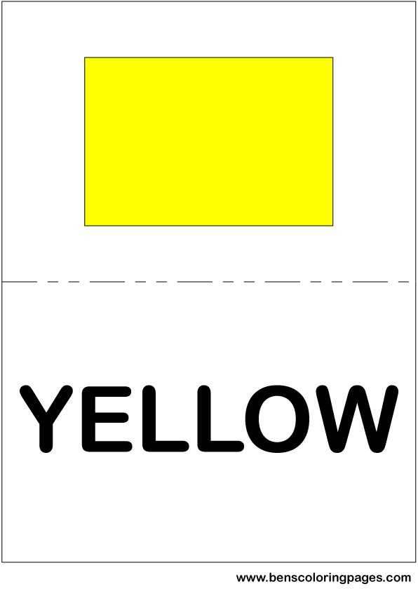 Yellow color flashcard in English