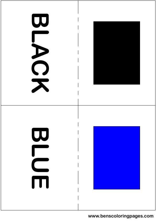 Black and blue colors flashcard in English