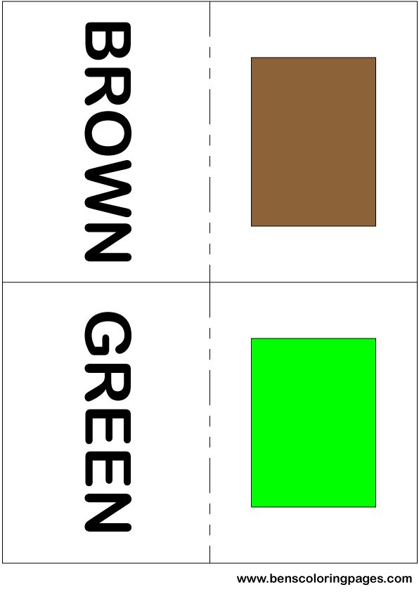 Brown and green colors flashcard in English