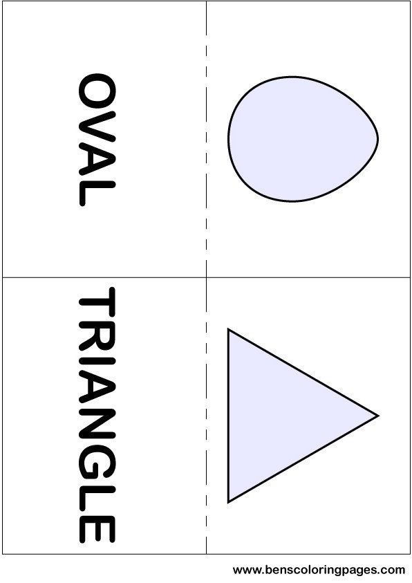Oval and triangle flashcards in English
