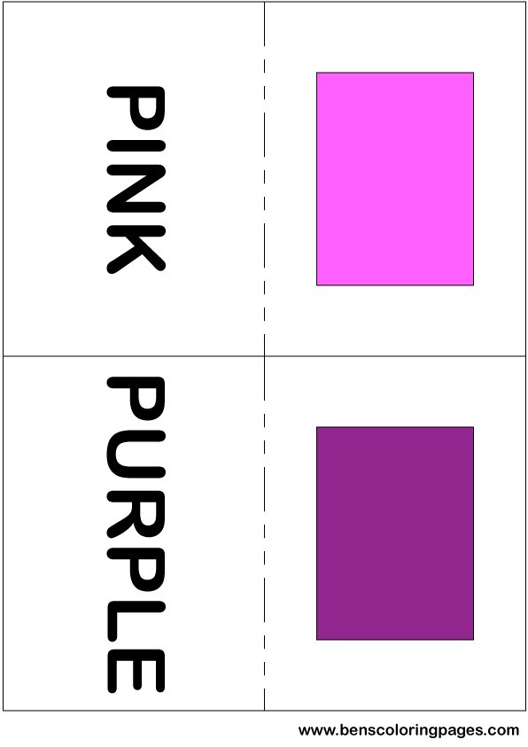 Pink and purple colors flashcard in English