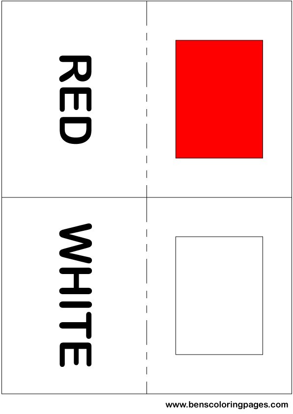 Red and white colors flashcard in English