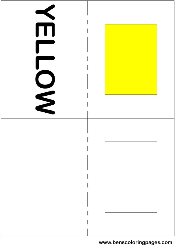 Yellow color flashcard in English