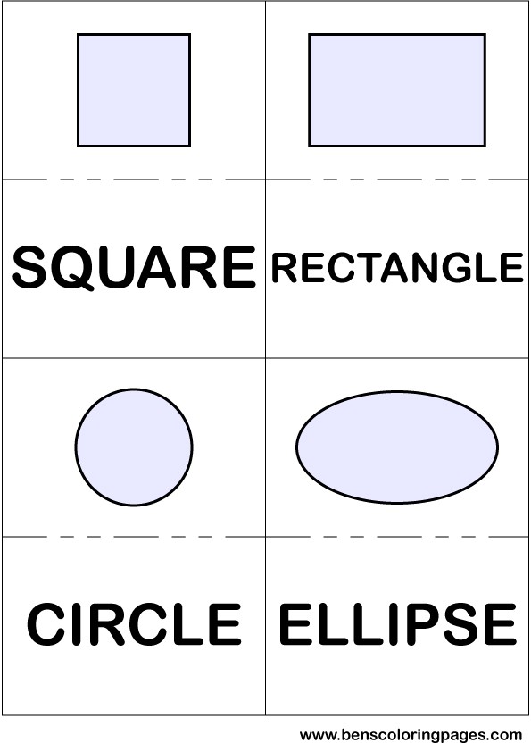 Square rectangle circle and ellipse flashcards in English