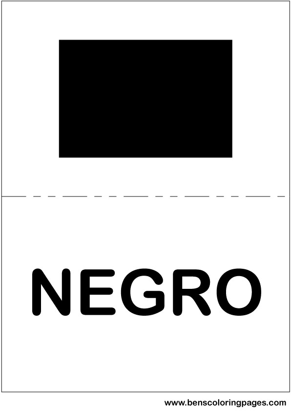 Black color flashcard in Spanish