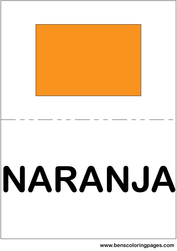 Orange color flashcard in Spanish