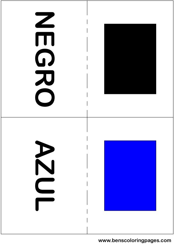 Black and blue colors flashcard in Spanish