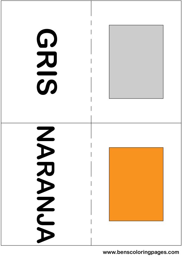 Grey and orange colors flashcard in Spanish