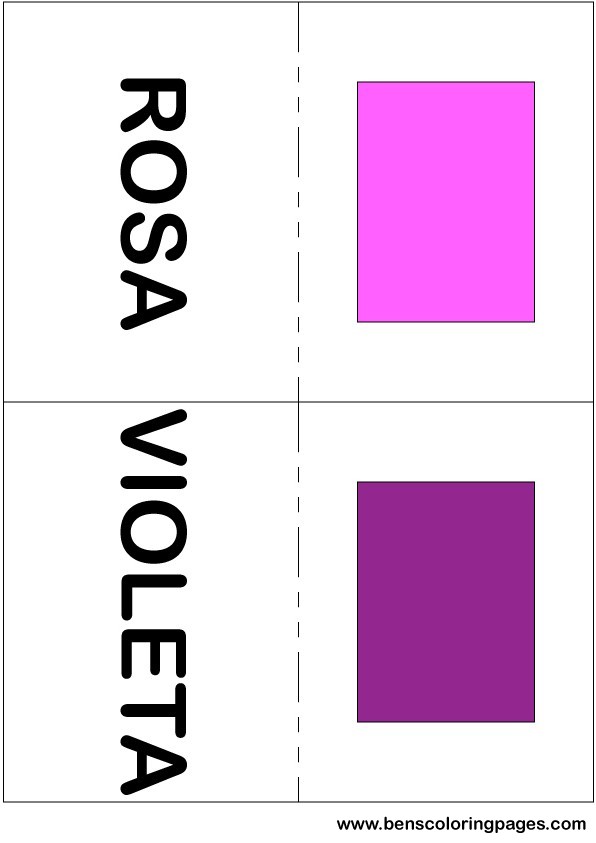 Pink and purple colors flashcard in Spanish