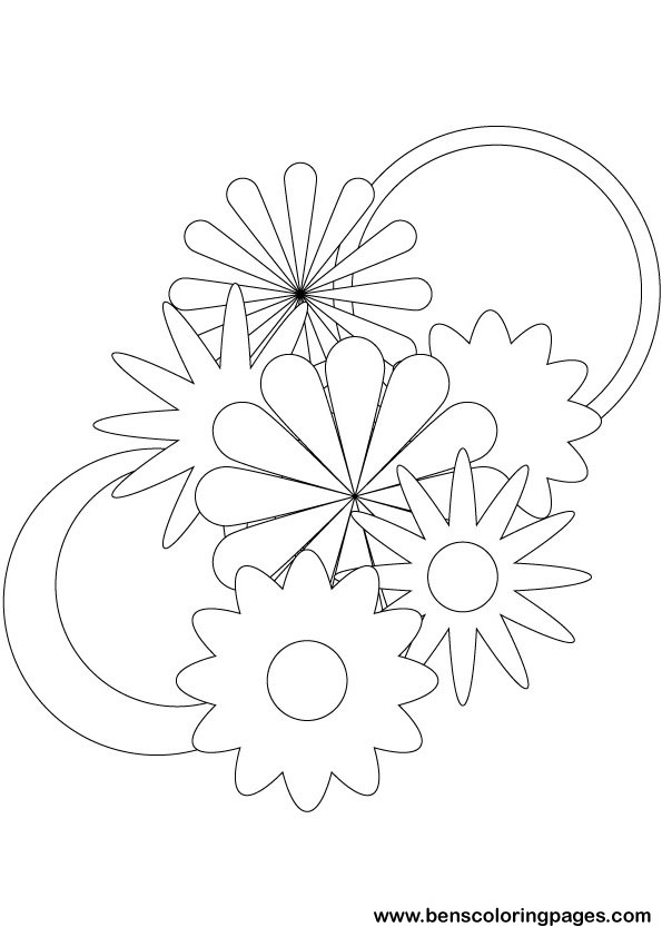 Flowers coloring picture print