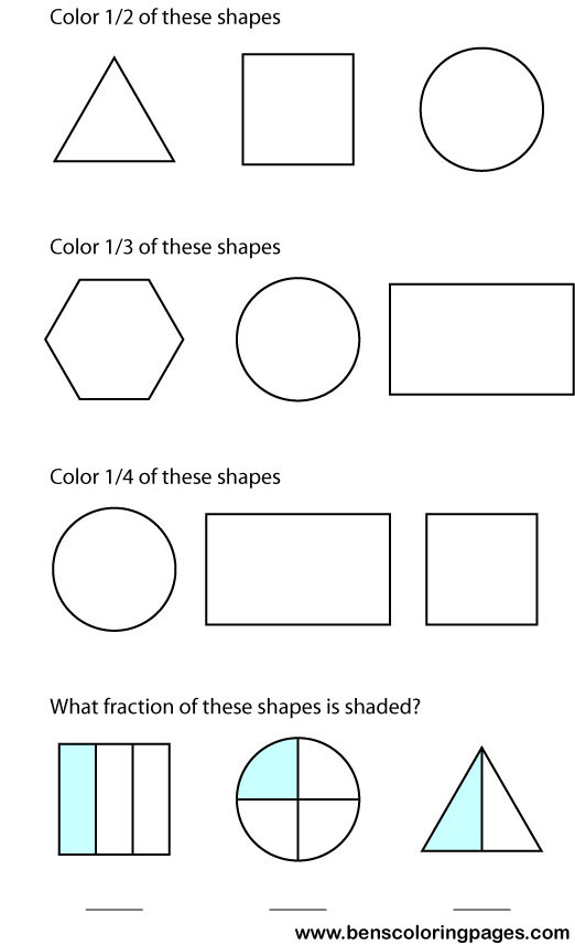 fractions educational picture for school