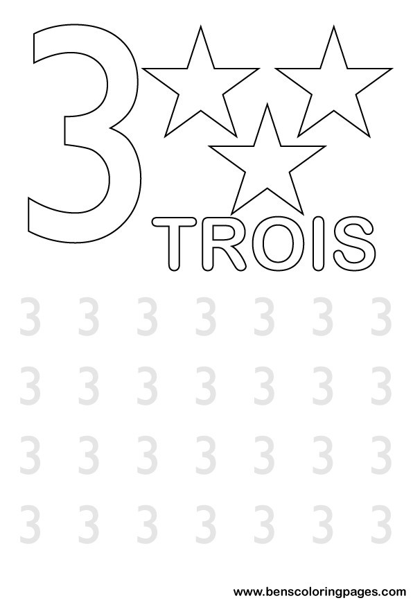 number three writing in french