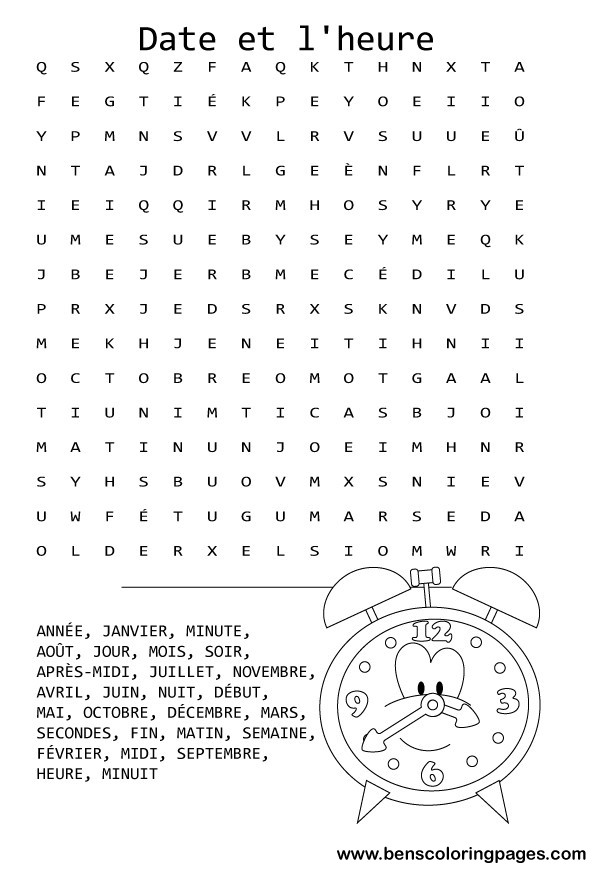 french time word search