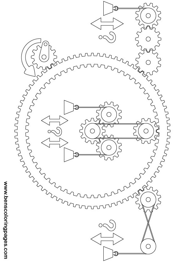 Printable Goldberg complex gears and pulleys exercise for kids