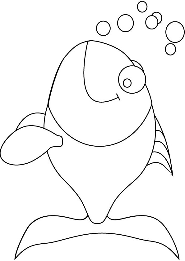 download free happy fish drawing page