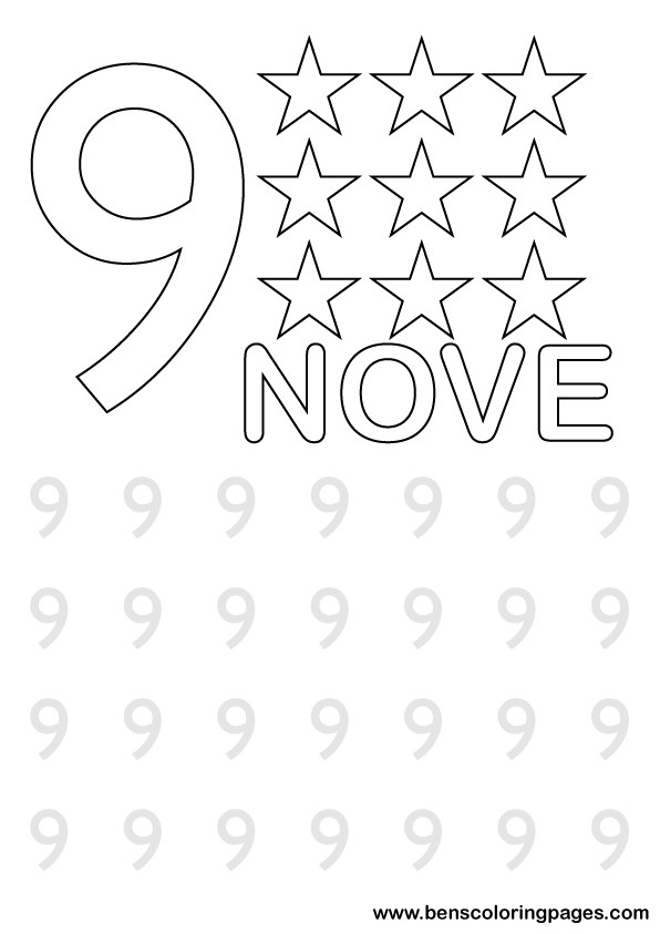 Click to print number nine activity sheet