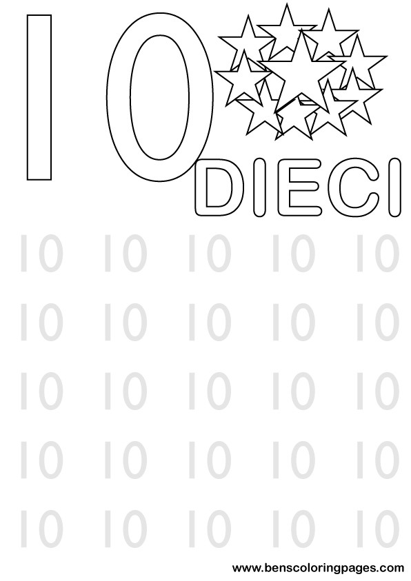 Click to print number ten activity sheet