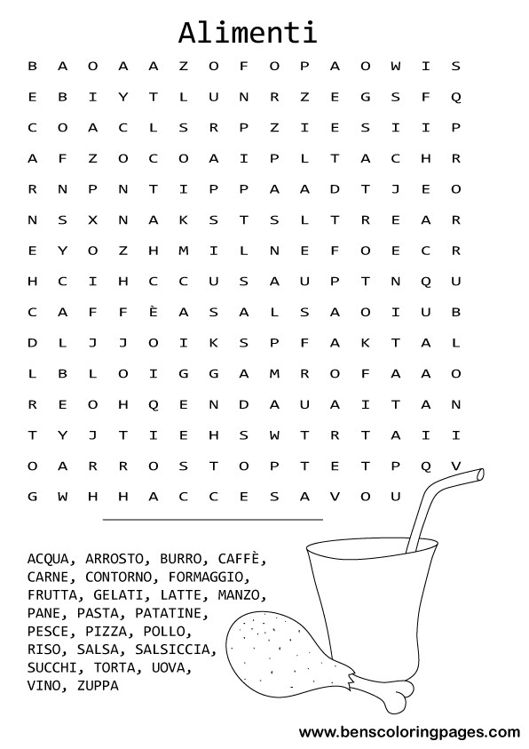 Printable food word search