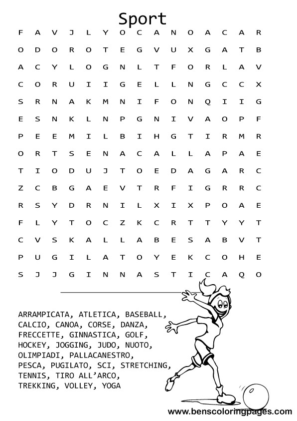 Sports word search in Italian
