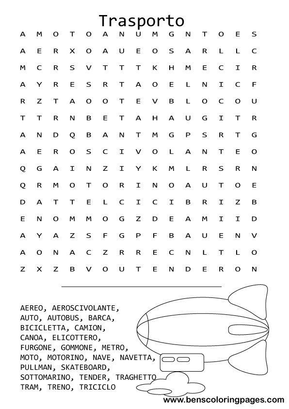 Italian transport word search