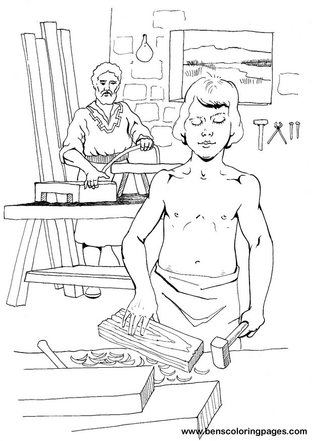 Jesus and Joseph coloring page