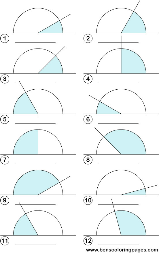 angles educational worksheet for school