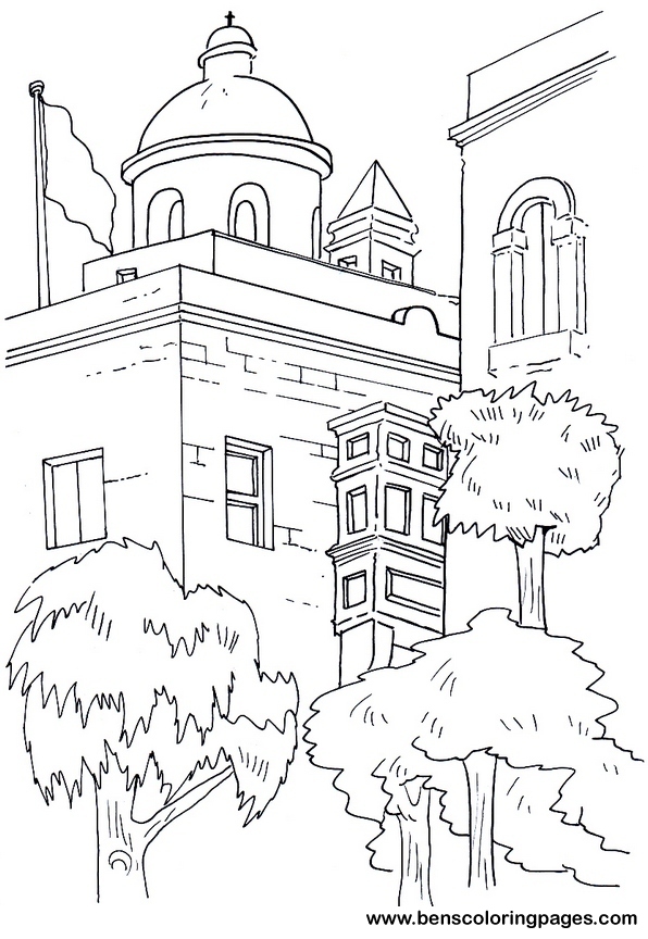 mediterranean streets coloring picture to print